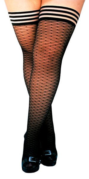 Sexy Samantha- Plus Size Nude Fishnet Stockings