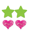 UV Reactive Neon Star & Lace Heart Pasties - Green & Pink