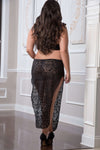 Long & Lusty- Plus Size Lace Gown- BLACK OR RED
