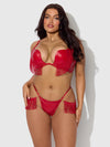 Like A Phoenix- Wet Look Bra Set- Available in Red or Black