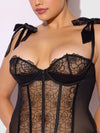 Rosalie Embroidered Lace Teddy-BLACK