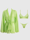 Shavon Lace & Chiffon Robe, Bralette & G-String Set