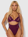 Yasmine Shimmer Mesh Slit Cup, Backless Teddy & Bralette Set