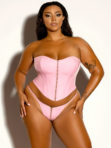 Been Waiting For You! Curvy Size Wet Look Bustier