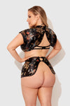 Dragon Satin Bra, Bolero & Mini Skirt Set