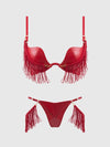 Like A Phoenix- Wet Look Bra Set- Available in Red or Black