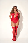 Posing For You! Plus Size Red Teddy