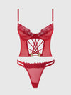 Ashley Alexiss Lace Bustier & G-String Set- Availablke in Red or Black