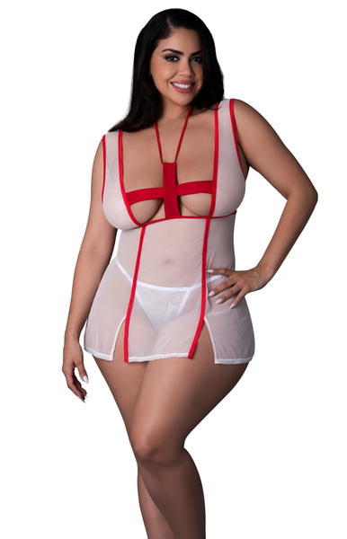 Candy Stripper- Curvy Size Nurse Costume