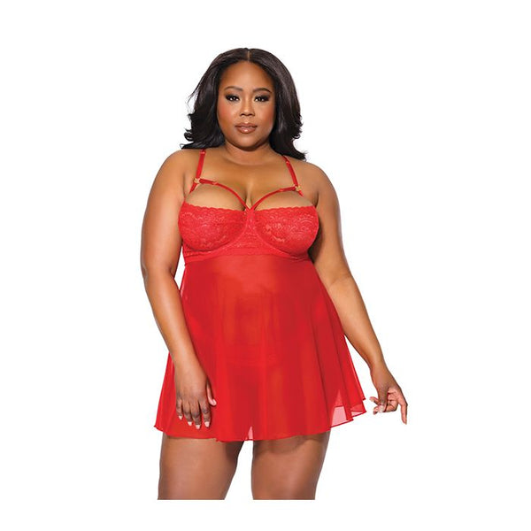Better Play Nice- Curvy Size Red Babydoll