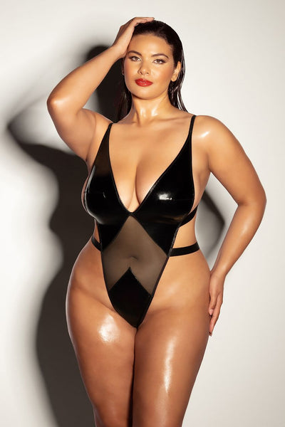 Just Delicious! Plus Size Wet Look Teddy