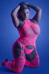 Captivating- Plus Size  Black light  Pink Bodystocking