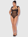 Rosalie Embroidered Lace Teddy-BLACK