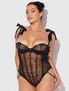 Rosalie Embroidered Lace Teddy-BLACK