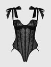 Rosalie Embroidered Lace Teddy-BLACK