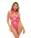 Lucky Open Cup Wide Elastic & Lace Teddy- FITS TO 14
