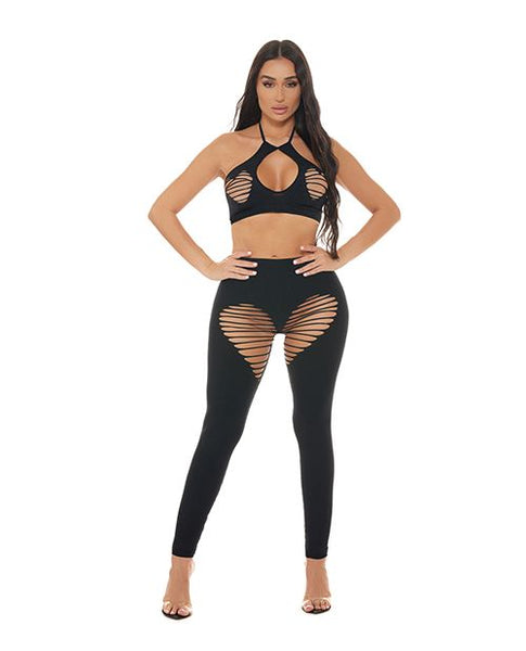 FITS TO SIZE 16-Heart Rate Halter Bra & Leggings 2 pc Set-