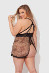 Felicia Leopard Mesh & Lace Babydoll Set