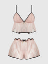 Jocelyn Satin & Lace Trim Cami & Short Set- Available in Pink/Blk or Blk/Pink