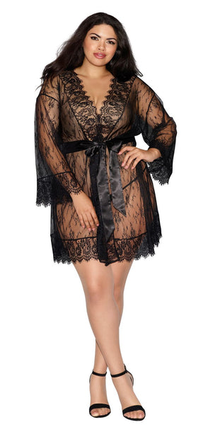 Want to See More?? Curvy Size Black Lace Robe