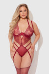 Eden Embroidered Lace Teddy- Available in Black or Red