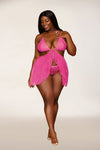 Miss Devine- Plus Size Shimmer Pink Babydoll