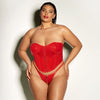 Fire & Lust- Plus Size Red Wet Look Bustier Set