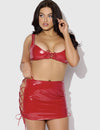 Slick & Sexy- Wet Look Bra Top, Skirt & Panty Set