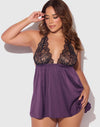 Jocelyn Lace & Satin Halter Drop Off Babydoll & G-String Set