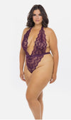 Miss Me?- Plus Size Lace Teddy- Avail in Black or Plum