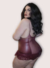 Luscious Mama G- Plus Size Wetlook & Lace Teddy- AVAIL IN Black or Merlot