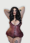 Luscious Mama G- Plus Size Wetlook & Lace Teddy- AVAIL IN Black or Merlot