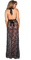 Salacious- Long Black Lace Gown- Fits 14-16