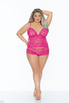 Try To Resist- Pink- Curvy Size Lace Cami Set