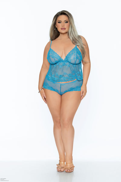 Try To Resist- BLUE- Curvy Size Cami & Short Set