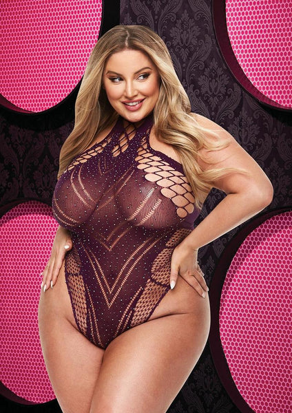 Better Than Chocolate- Plus Size Embellished Fishnet teddy