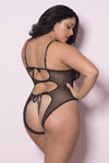 Play with my Black Straps- Plus Size Open Cup Teddy