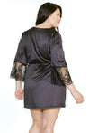 Sensuous Satin Black Robe- One Size Fits Most & Plus