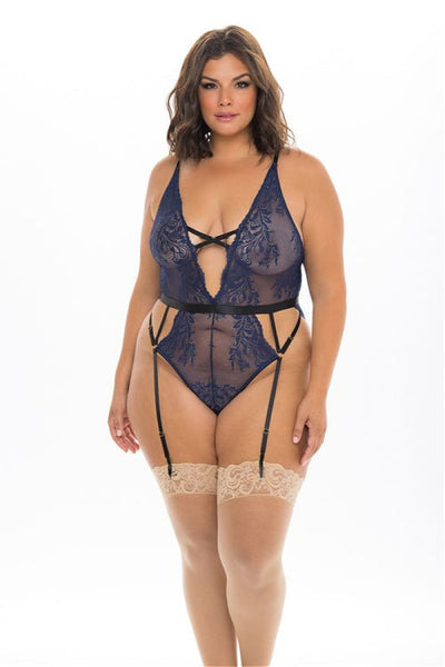 Delicious In Navy- Plus Size Teddy