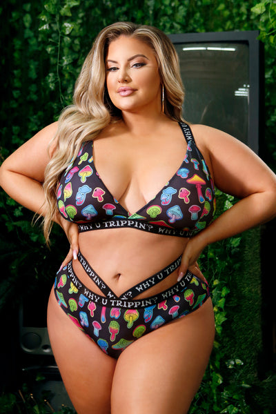 Why You Trippin'? Plus Size Bralette & Panty Set-*SKIRT SOLD SEPARATELY