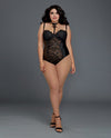 Wild & Luscious- Plus Size Faux Leather & Lace Teddy