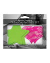 UV Reactive Neon Star & Lace Heart Pasties - Green & Pink