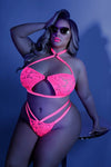 Hot For You!!! Glow Black Light  Hot Pink Bralette Set