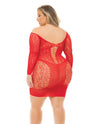 Sultry- Plus Size Red Fishnet Chemise