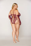 What You Need- Plus Size FISHNET Teddy & Glove Set