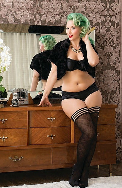 Tarty Tiff- Plus Size Diamond Patterned Thigh Highs