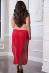 Long & Lusty- Plus Size Lace Gown- BLACK OR RED