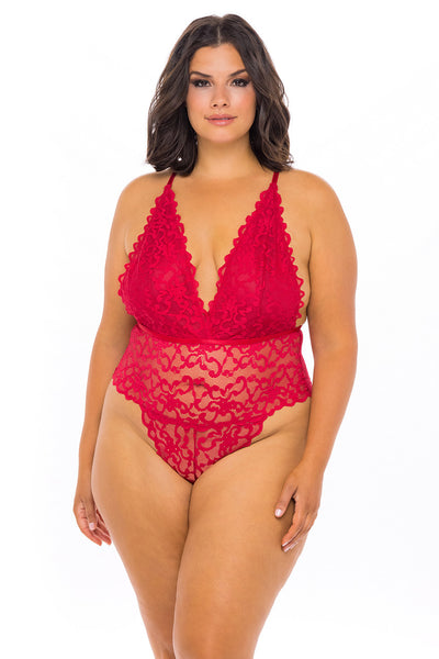 Under My Spell- Red Lace Teddy
