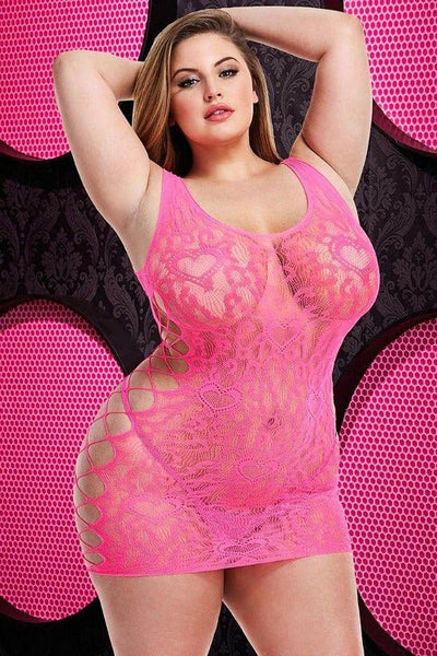 Heartbreaker- Hot Pink Fishnet Dress