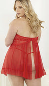 Naughty Valentine- Plus Size Open Cup Babydoll